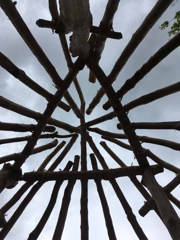 Looking up from the centre of the building.