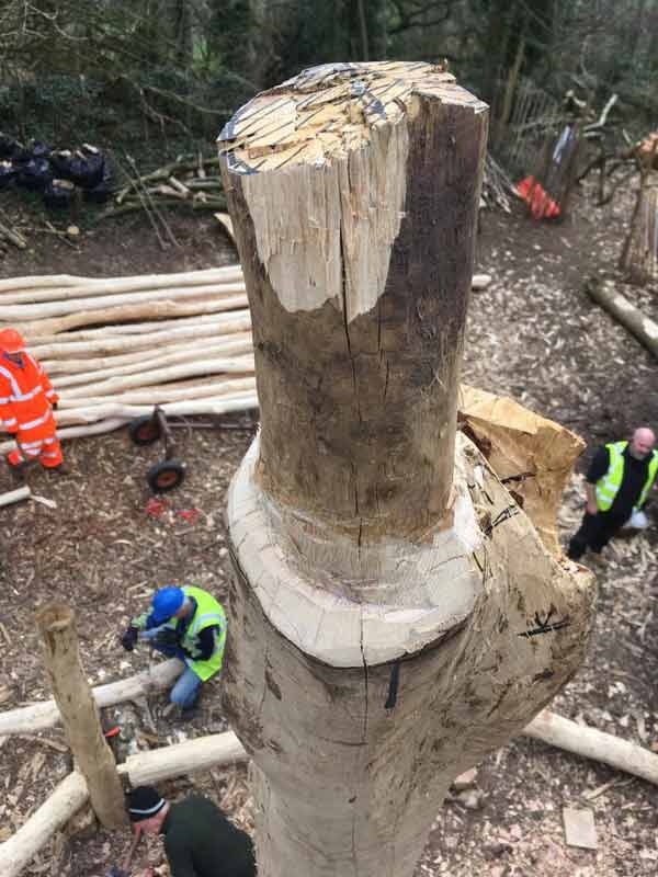 Whilst working on the joinery atop the largest three posts, I can see a new team of miniature Builders have arrived.