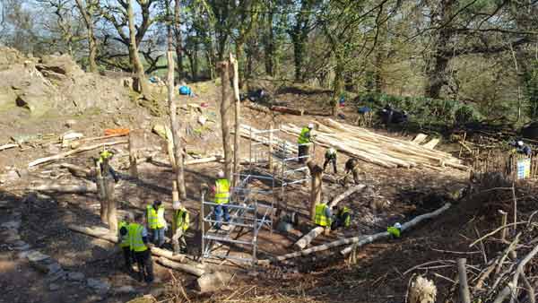 When not stripping bark, its all hands to preparing the parts for the Wall Plate.